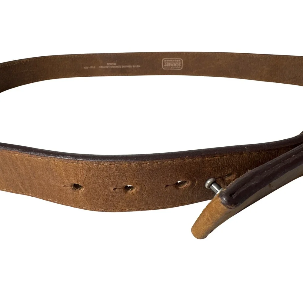 Schmidt Workwear Mens 44 Brown Genuine Cowhide Leather Hidden Buckle Belt 1.5